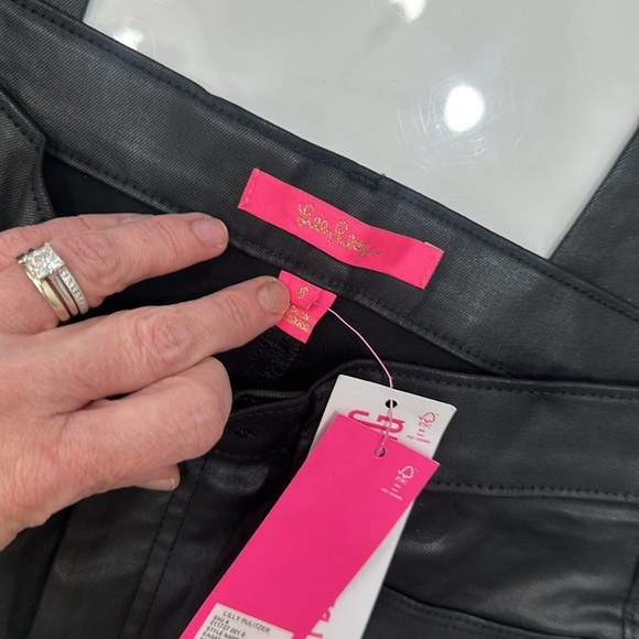 NWT Lilly Pulitzer Sz 6 Eagan High Rise Coated Jeans Black Item# AE - Picture 6 of 8